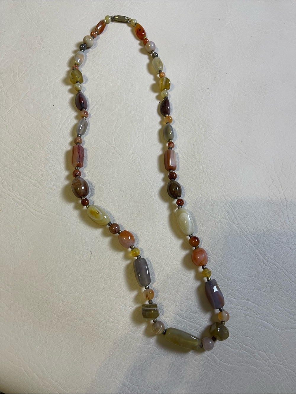Genuine Natural Stone agate Beaded 13” Long Necklace